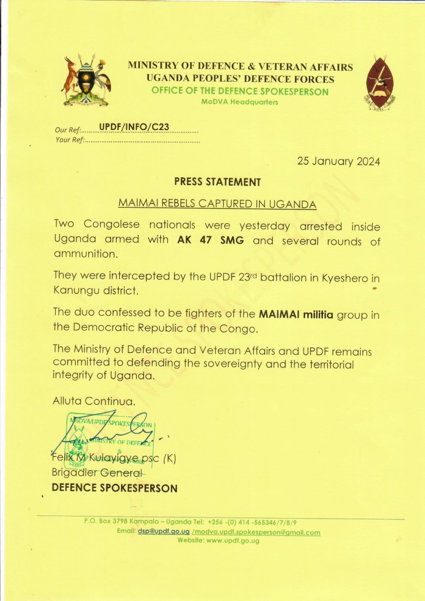 UPDF Captures Maimai Rebels In Uganda