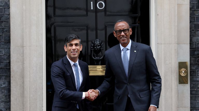 Rwandan President Paul Kagame Meets With UK PM Rishi Sunak At 10 Downing Street