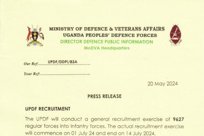 UPDF To Recruit 9627 Infantry Soldiers