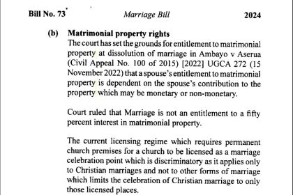 Ugandan Women Activists Urge Parliament To Uphold Supreme Court Ruling On Matrimonial Property In Marriage Bill 2024
