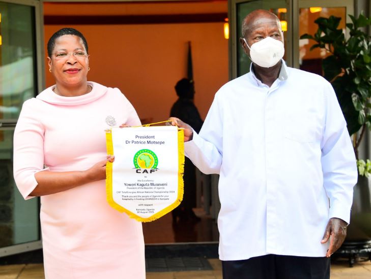 CAF Head Patrice Motsepe Commends President Museveni For Hosting CHAN 2024