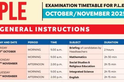UNEB Releases 2025 PLE, UCE And UACE Exams Timetable