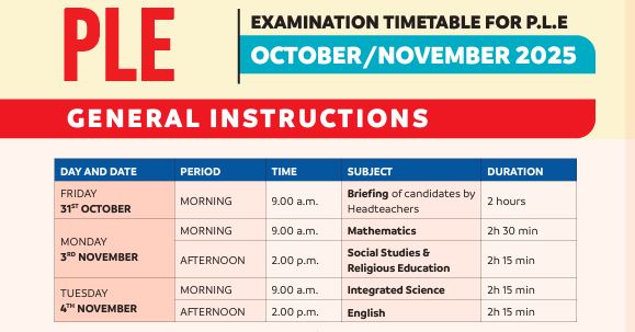 UNEB Releases 2025 PLE, UCE And UACE Exams Timetable