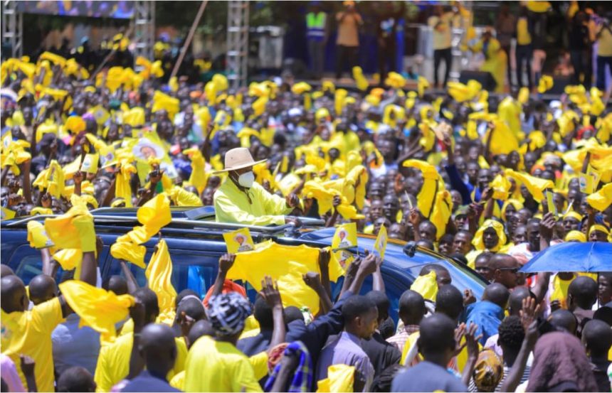 Museveni With His Supporters at Pajule Primary School In Pader District