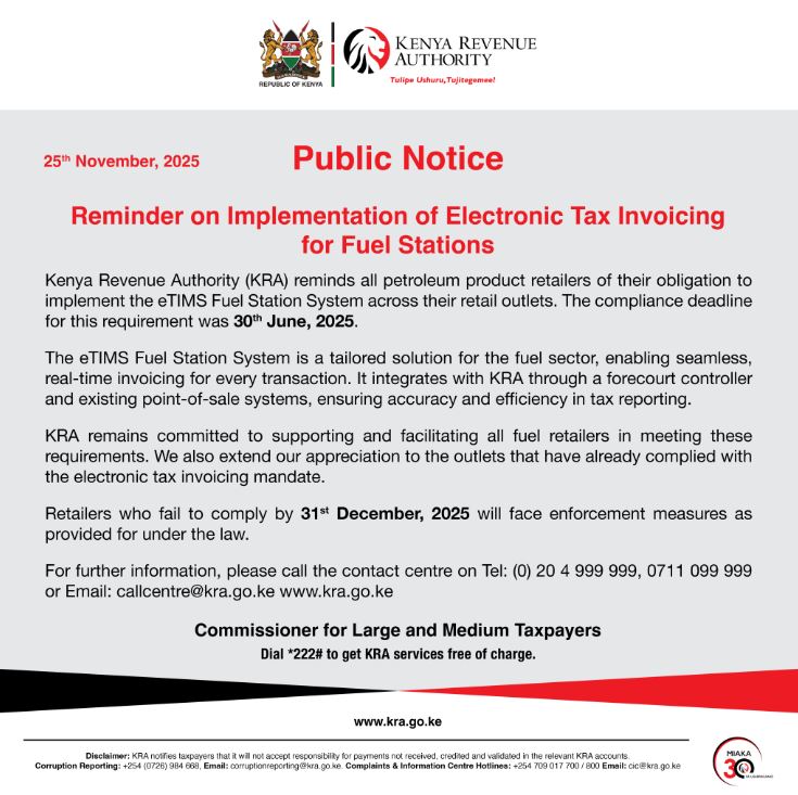 Kenya Revenue Authority Goes After Fuel Stations Robbing The Taxman