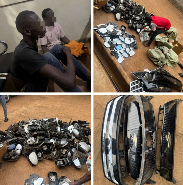 Two Arrested As Uganda Police Recover Stolen Car Parts In Crackdown On Kampala Theft Network