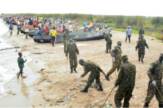 UPDF Marks 45th Tarehe Sita With Community Clean-Up At Rweshama Landing Site
