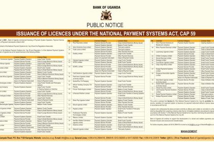 BOU Releases Updated List Of Licensed Payment Service Operators